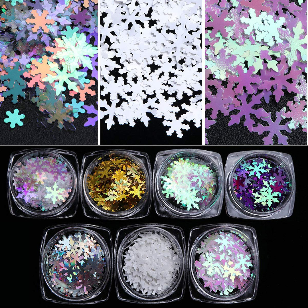 7Boxes: Miss Babe 1 Sets / 7Boxes Snowflake Sequins for Nail Art Decoration Glitter Set Mermaid Laser Sparkly DIY Accessories Christmas Nail Flake Trendy Girl Gifts