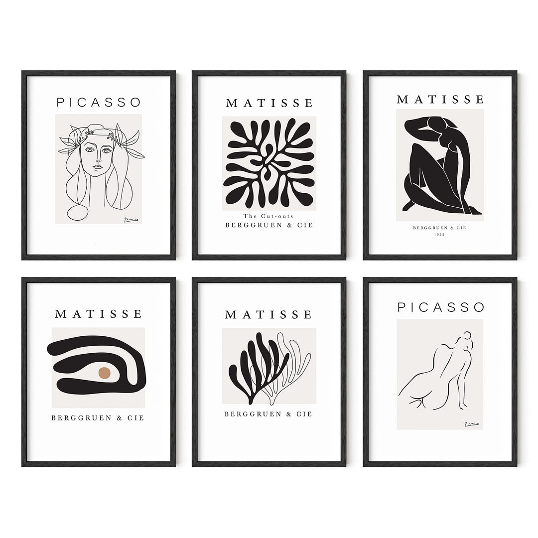 Haus and Hues Henri Matisse Posters and Picasso Wall Art,Set of 6 Matisse Prints and Picasso Posters,Henri Matisse Prints Art Exhibition Posters Famous Painting,UNFRAMED 8x10 (With Artists Logo)