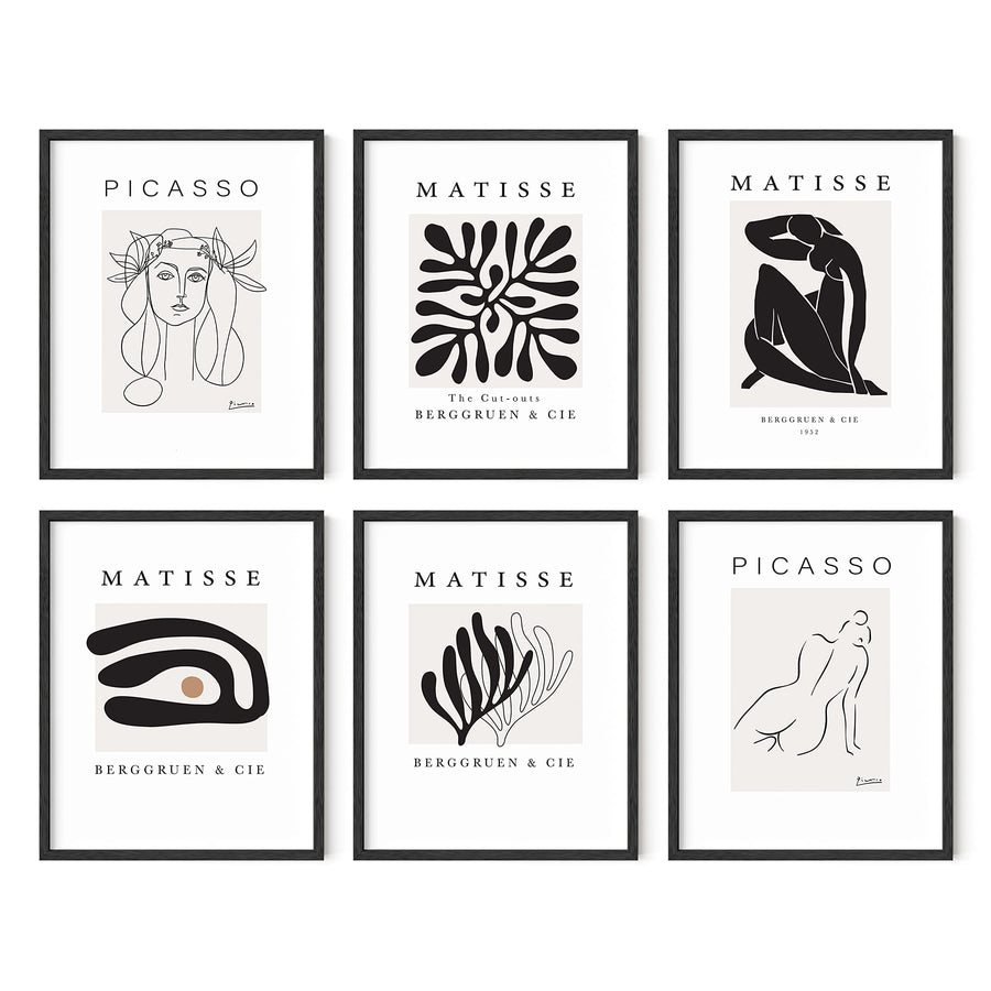 Haus and Hues Henri Matisse Posters and Picasso Wall Art,Set of 6 Matisse Prints and Picasso Posters,Henri Matisse Prints Art Exhibition Posters Famous Painting,UNFRAMED 8x10 (With Artists Logo)