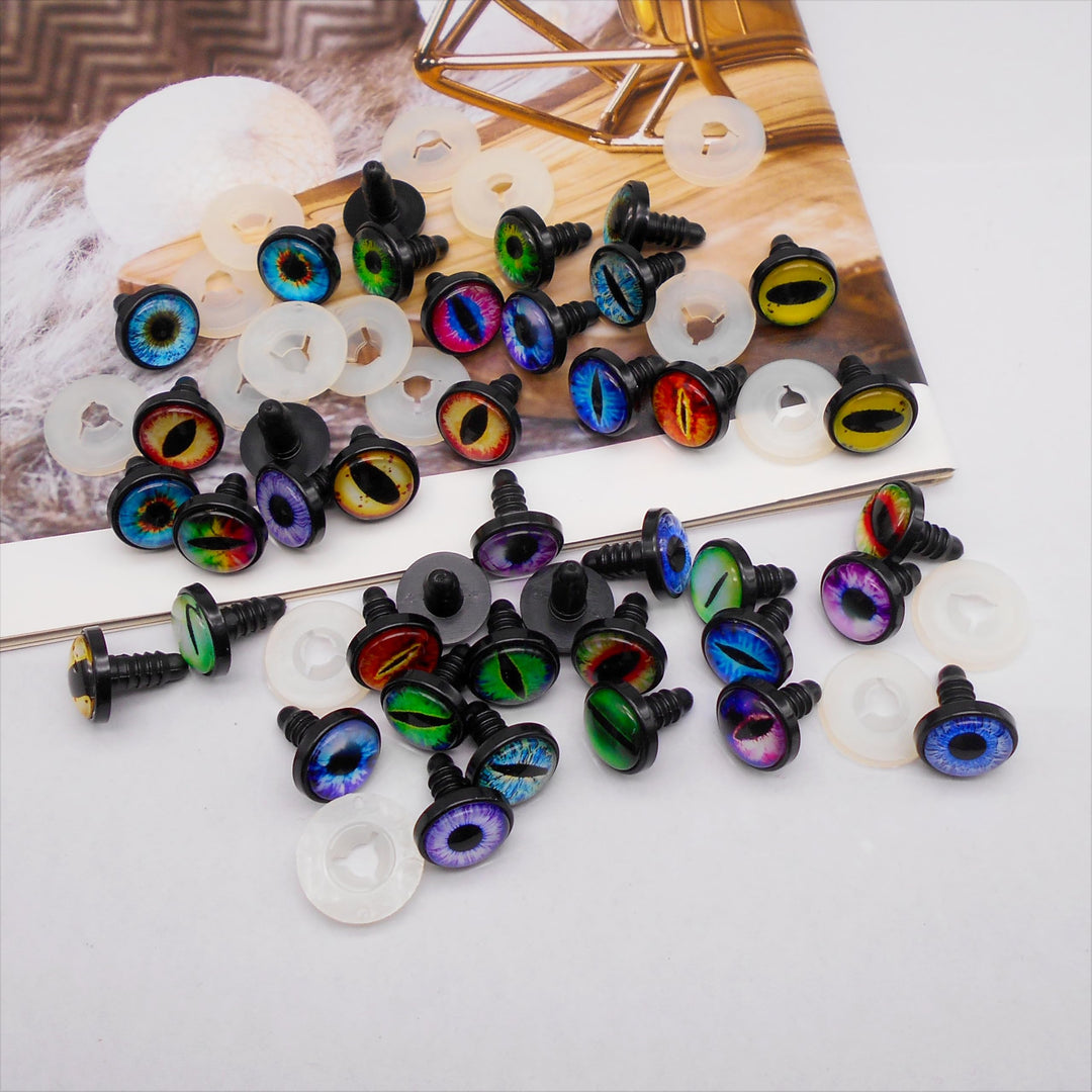 16 Pairs 14mm 16mm Dragon Eye Safety Eyes with Washer for Stuffed Animal Eyes Amigurumi Crochet Toy Craft Eyes for Teddy Bear Doll Making Supplies (16MM)