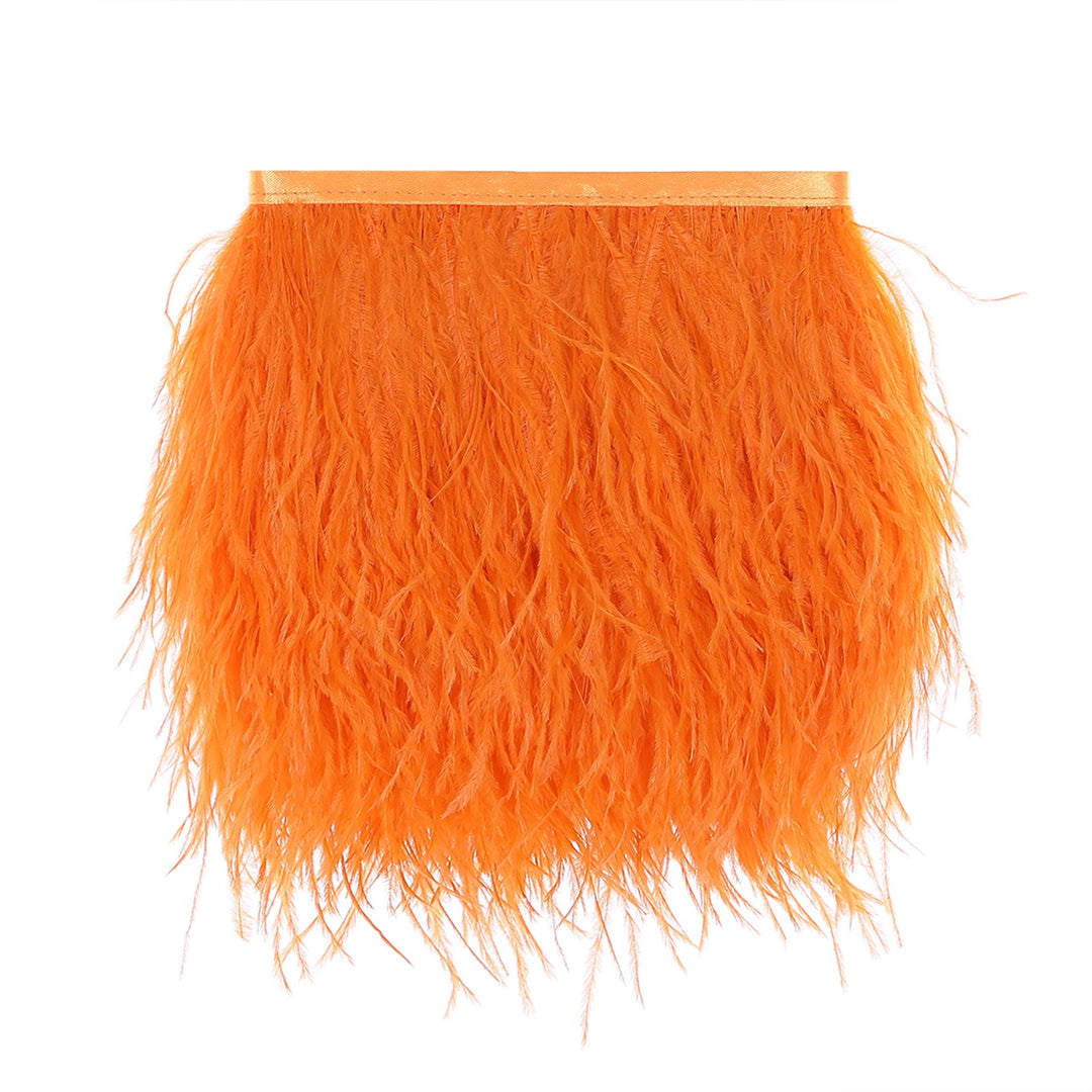 AWAYTR Ostrich Feather Trim Fringe - Satin Ribbon Dress