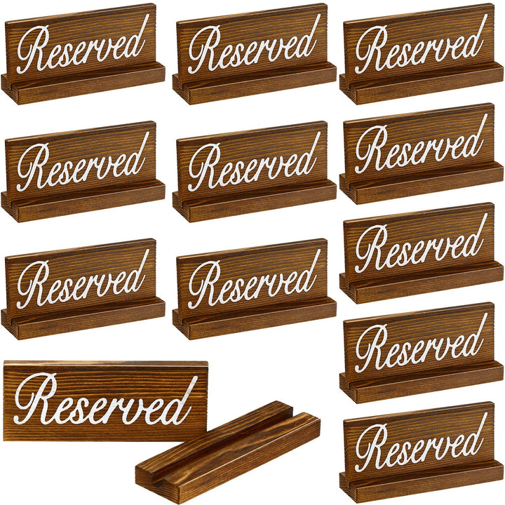 12 Pieces Wooden Table Reserved Signs Rustic Style Wood Sign Wedding Seating Signs for Wedding Restaurant Receptions Supplies