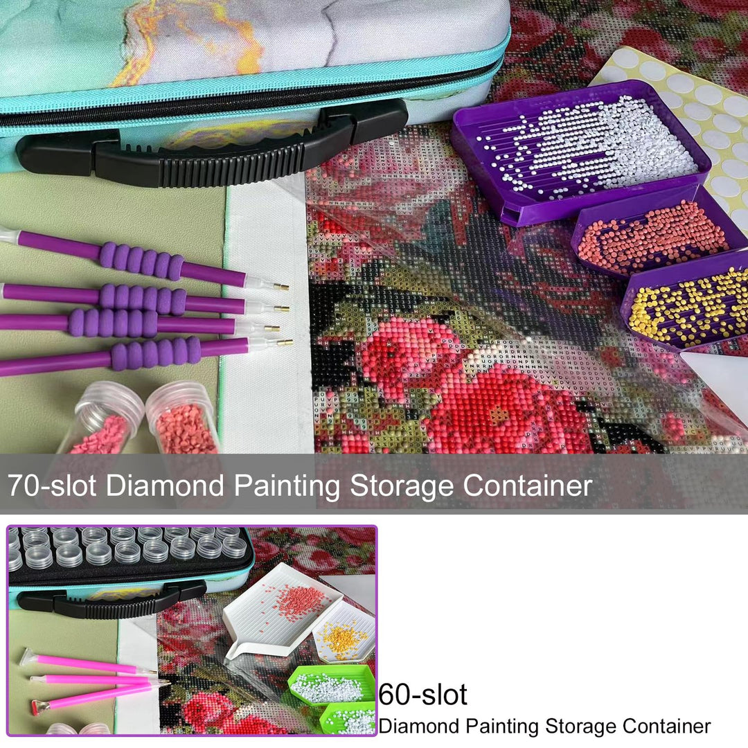 Diamond Painting Storage Container, Accessory Kit with Tools, Shockproof Storage Box for Diamond Art Craft Jewelry Bead Rhinestone Organizer, 60 Slots