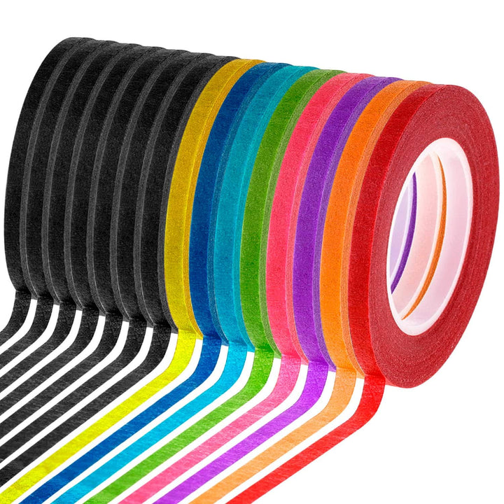 cridoz 15 Rolls 1/8 Whiteboard Thin Tape Pinstripe Art Tape Dry Erase Board Grid Tape Lines Pinstriping Electrical Marking Tape, Assorted Colors