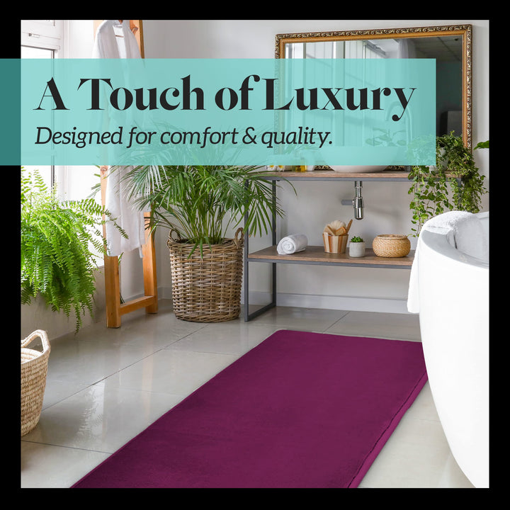 Bath Mats for Bathroom Non Slip - Eggplant 17 x 24 Memory Foam Bathroom Rugs - Quick Dry Bath Mat