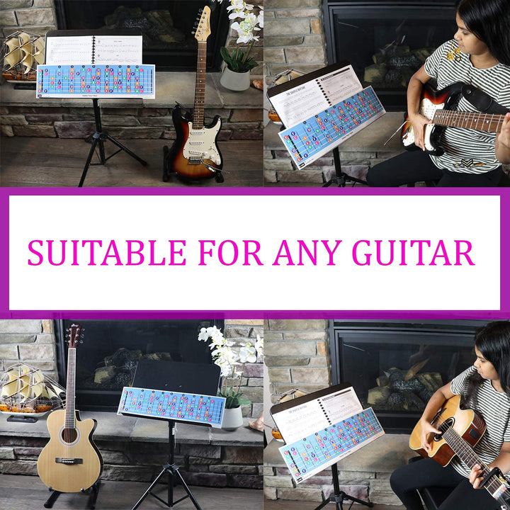 Color Coded Guitar Fretboard Note Chart, Learn to Play Guitar and Music Theory, Suitable for all