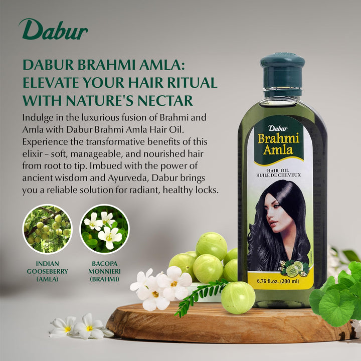 Brahmi Amla Hair Oil - Natural Moisturizing, Strengthening &amp; Hair Oil Elixir for Healthy Scalp, Nourishing Hair Oil for Soft, Manageable, &amp; Smooth Hair From Root to Tip - 200 ML (6.76 fl oz)