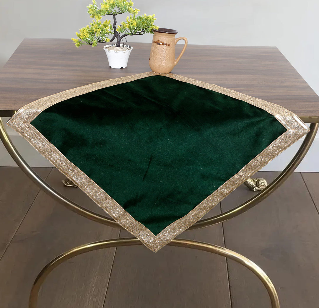 Green Velvet Cloth with Golden Shinny Border, Namaaz, Muslim Cloth, Aasan, Alter, Altar, Tarot Table Cloth Holy Square Tablecloth