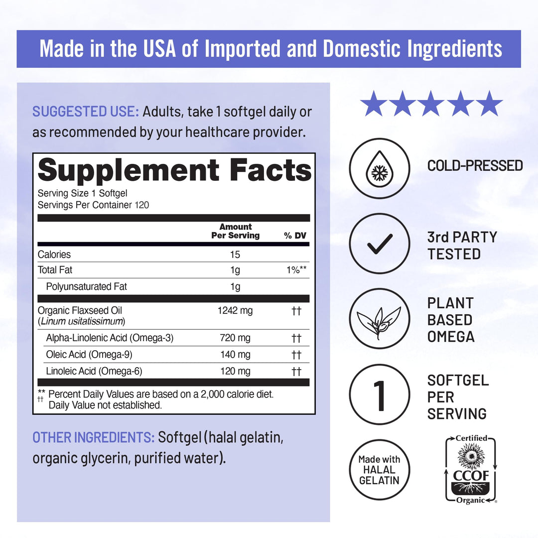 NatureWise Flaxseed Oil 1200 mg, Fish Free Omega 3 Supp