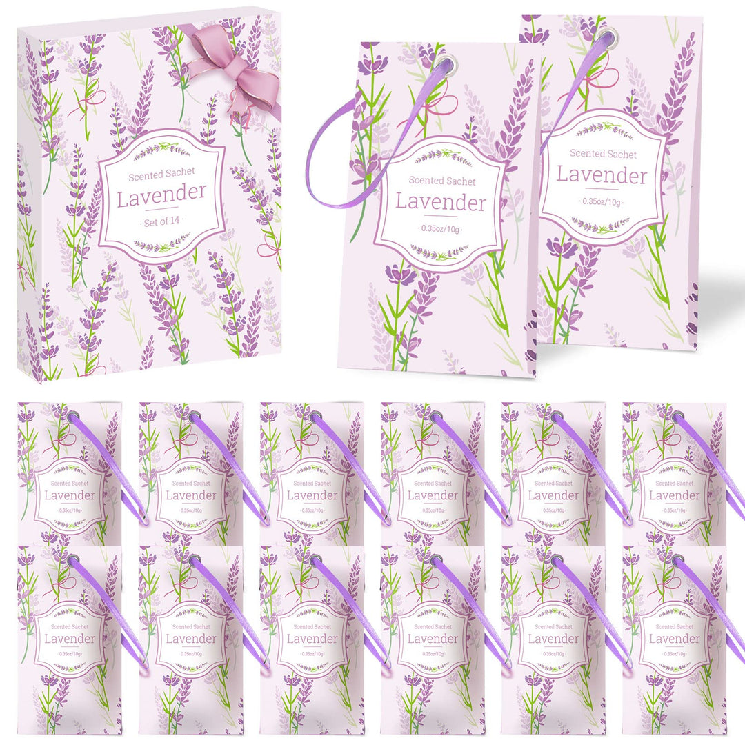 Lavender Sachets, Home Fragrance Sachet, Sachet Bags, for Drawers and Closets, Sachet Packets for Home, 14 Packs, Gifts for Women