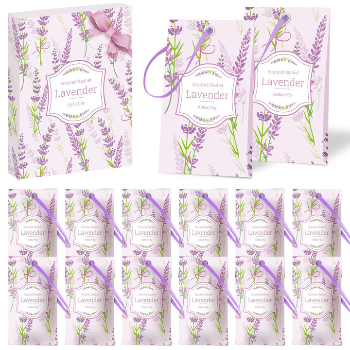 Lavender Sachets, Home Fragrance Sachet, Sachet Bags, for Drawers and Closets, Sachet Packets for Home, 14 Packs, Gifts for Women