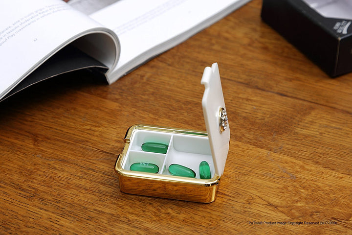PuTwo Pill Organizer with Swarovski Crystals,Decorative