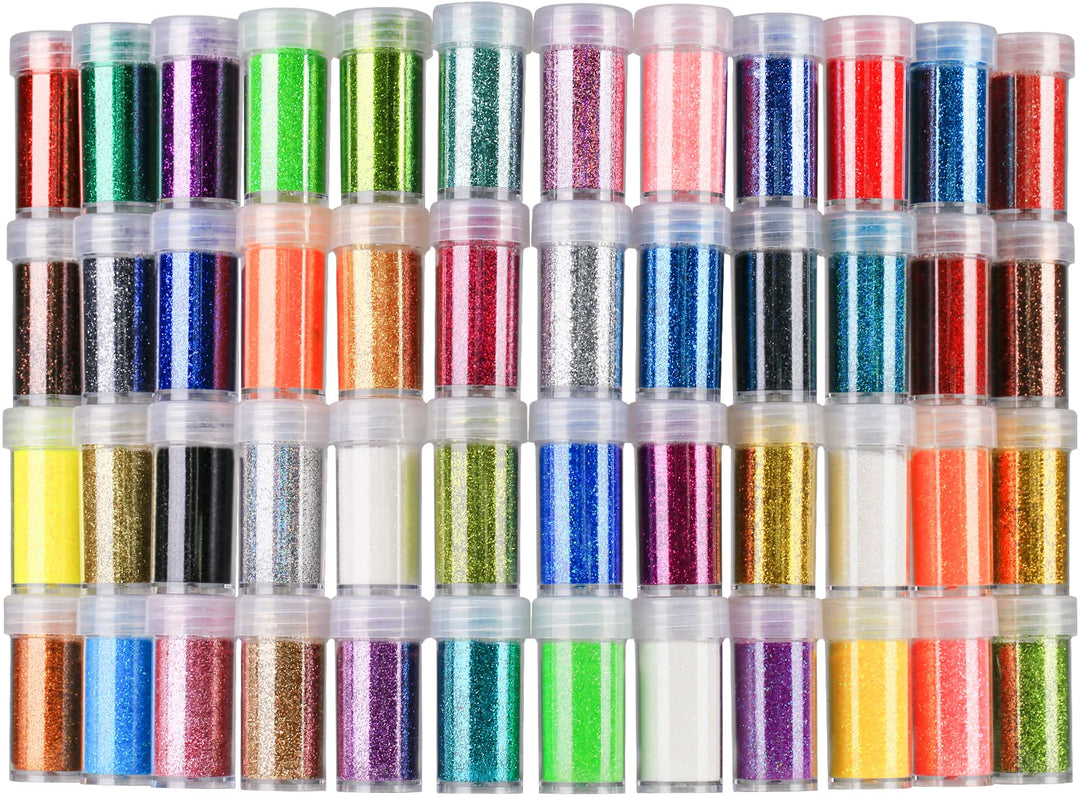 48 Colors Glitter Set, Fine Glitter for Resin, Arts and Craft Supplies Glitter, Festival Glitter Makeup Glitter, Cosmetic Glitter for Body Nail Face Hair Eyeshadow Lip Gloss Making