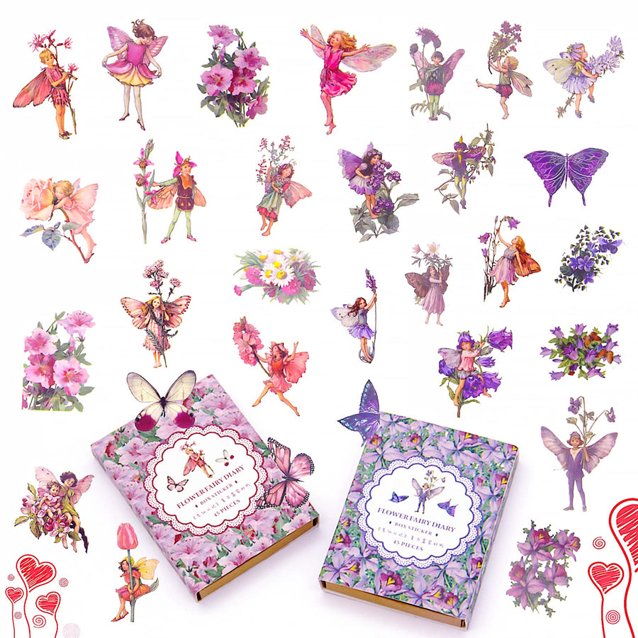 90 Pieces Fairy Stickers for Scrapbook, Transparent Flower Fairy Patch for Scrapbooking Hand Ledger Phone Case Laptop Diary DIY Crafts