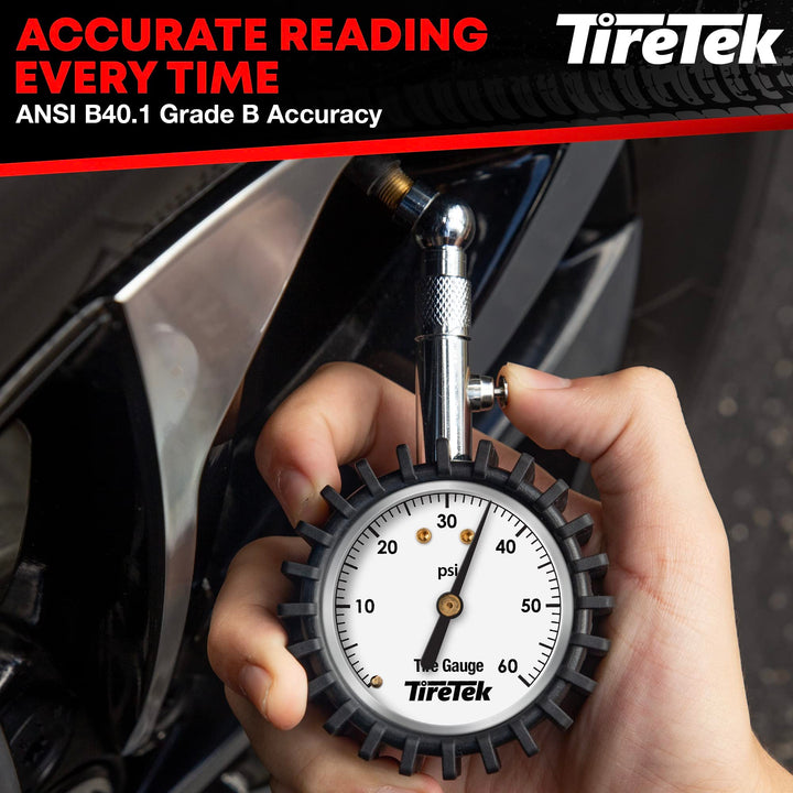 Tire Pressure Gauge for Cars - (0-60 PSI, ANSI Certified) Tire Gauges for Tire Pressure, Air Pressure Gauge for Tires - Car Accessories, Stocking Stuffers for Men, Car Gifts for Men, Him, Dad