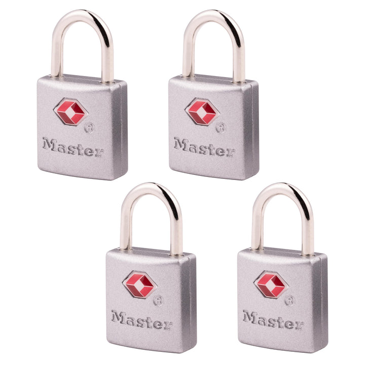 TSA-Accepted Luggage Lock, 7/8 in. Wide, 4683Q (Pack of 4) Keyed Padlock, 4 Pack, Brass