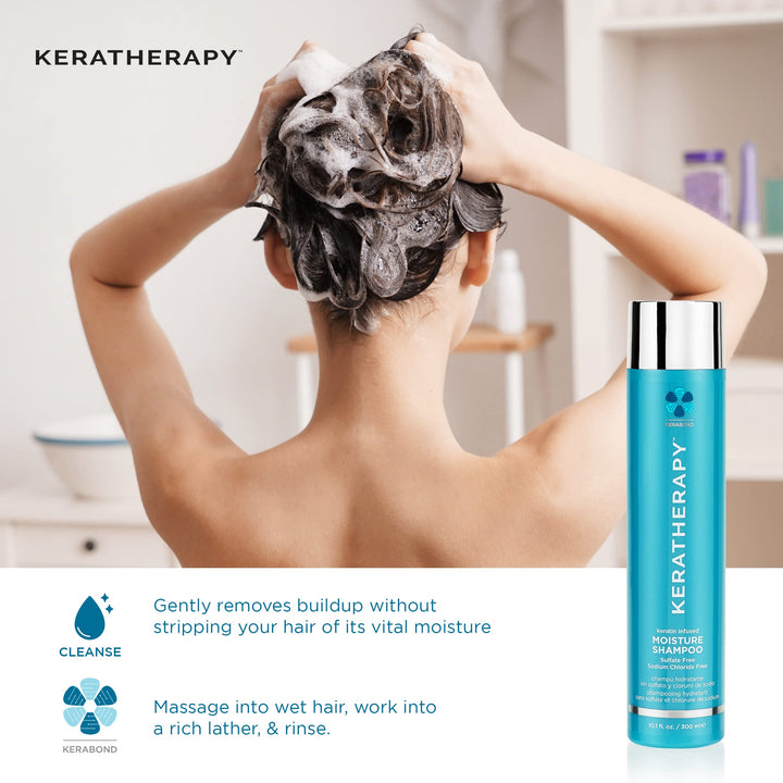 Keratherapy Keratin Infused Moisture Shampoo, 10.1 fl. oz., 300 ml - Anti Frizz Moisture Shampoo for Oily Scalp and Dry Ends - Kerabond Technology, Aloe Vera, &amp; Willow Bark