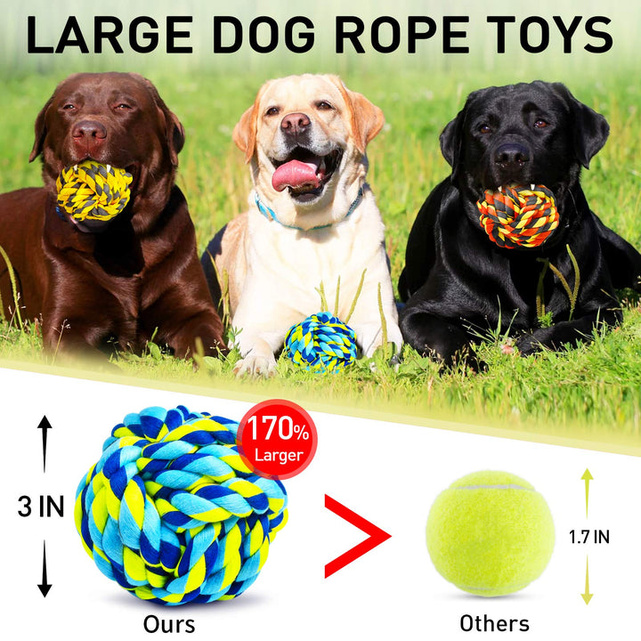 Dog Toys for Aggressive Chewers, Dog Balls for Large Breeds, Heavy Duty Cotton Rope Chew Toys with Tough Twisted for Medium Breeds, 6 Pack Indestructible Chew Toys