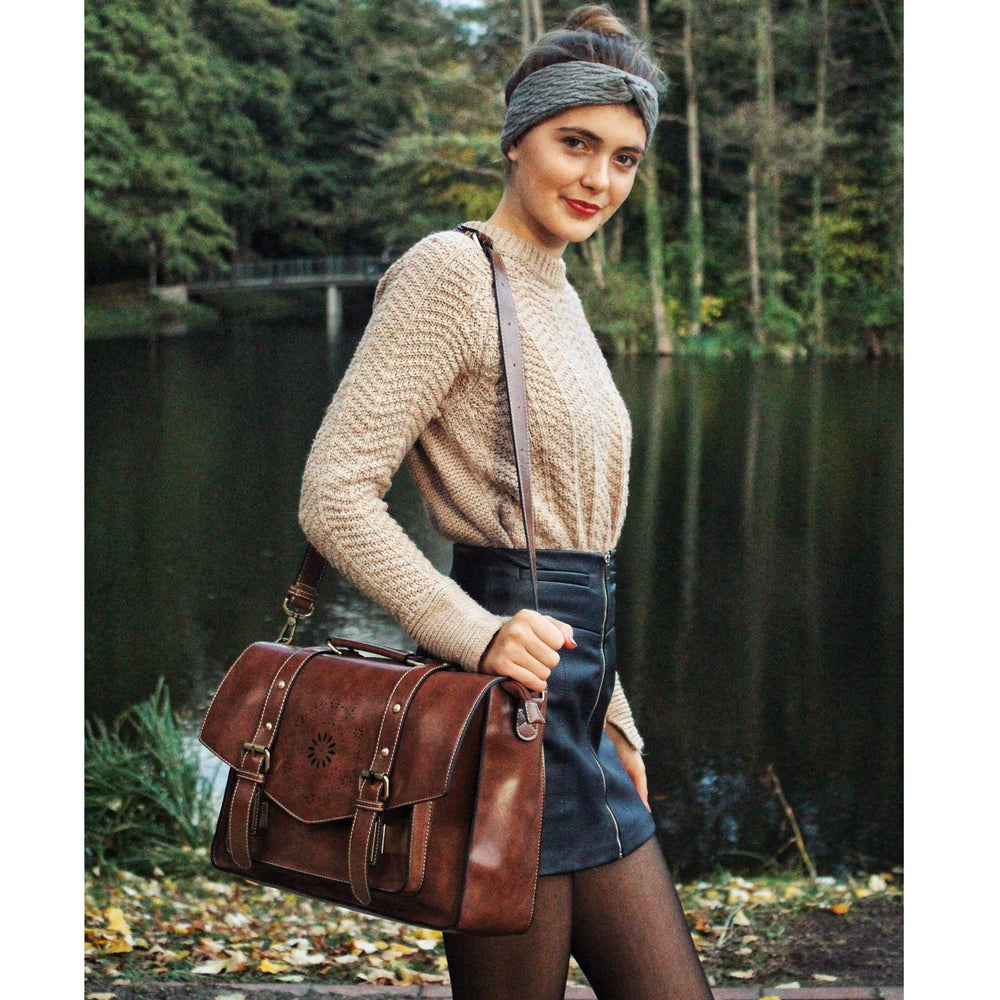 Backpack for Women Briefcase Messenger Laptop Bag Vegan Leather Satchel Work Bags Fits 15.6 inch Laptops, Coffee
