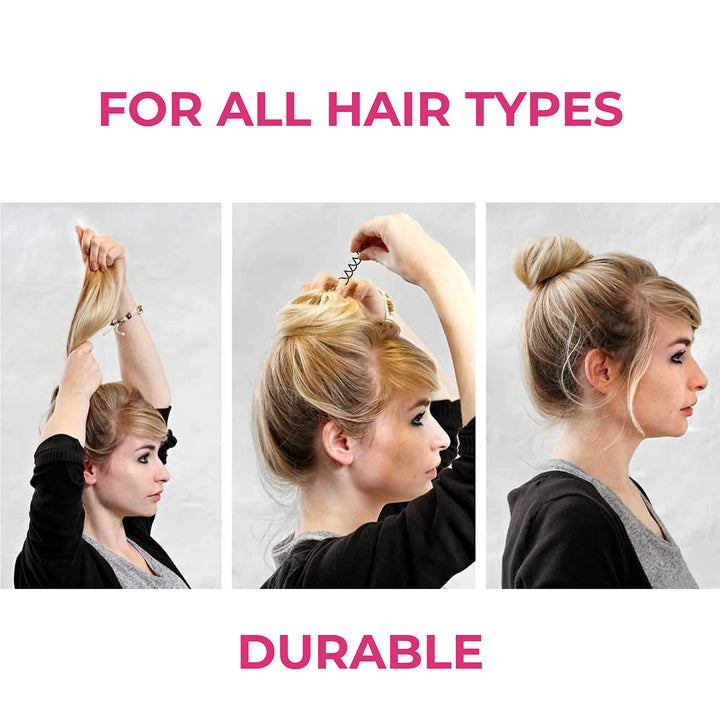 Hawwwy Spiral Spin Pins - 4 Pack Premium Brown Spin Pins | Easy &amp; Fast Non-Scratch Alloy Bun Maker Hair Pins for Buns Women Kids | Messy Bun Bobby Pins Brown Hair Accessories