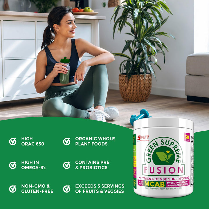Nutrition’s Green Supreme Fusion Blend Antioxidant: Super Greens Smoothie Mix with Spirulina, Chlorella, Adaptogenic Mushrooms, 30 Servings