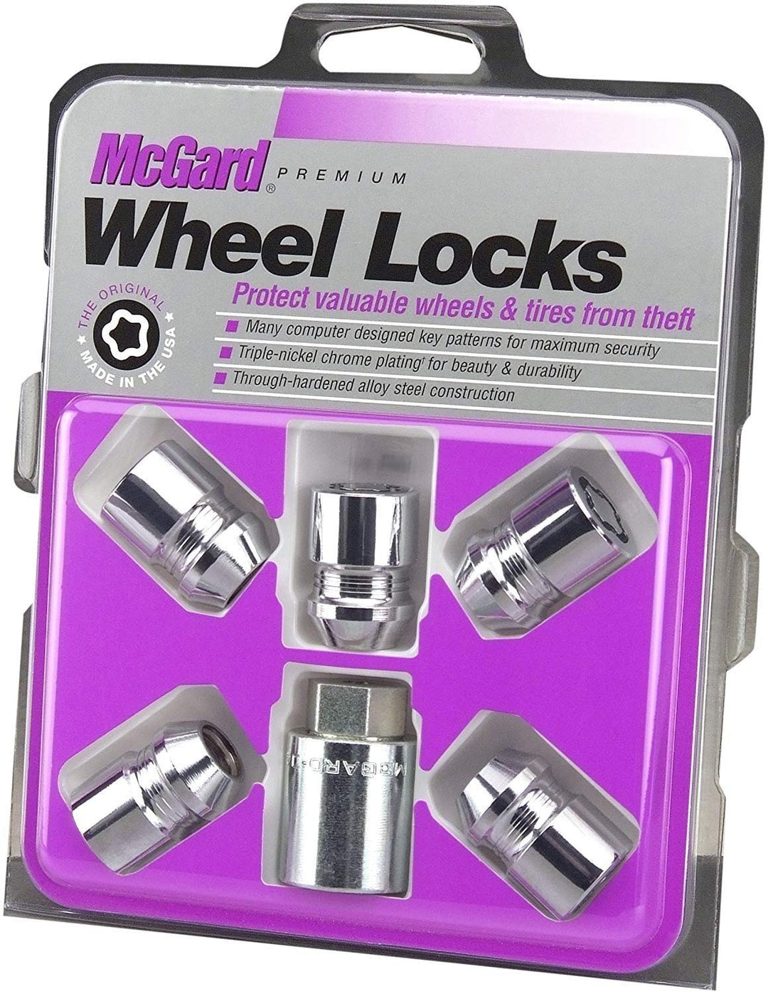 MCGARD 24554 Chrome Cone Seat Wheel Locks (12 x 1.25 Thread Size) - Set of 5