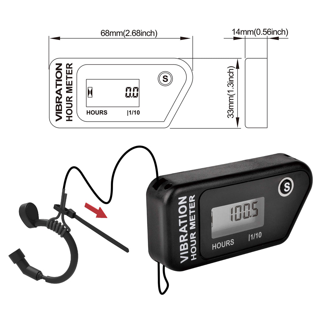 Wireless RE-SETTABLE Vibration Waterproof Hour Meter for Generator Outboard Motor Dirtbike Compressor Lawn Mower Motorcycle Chainsaw (Black, HM016B)
