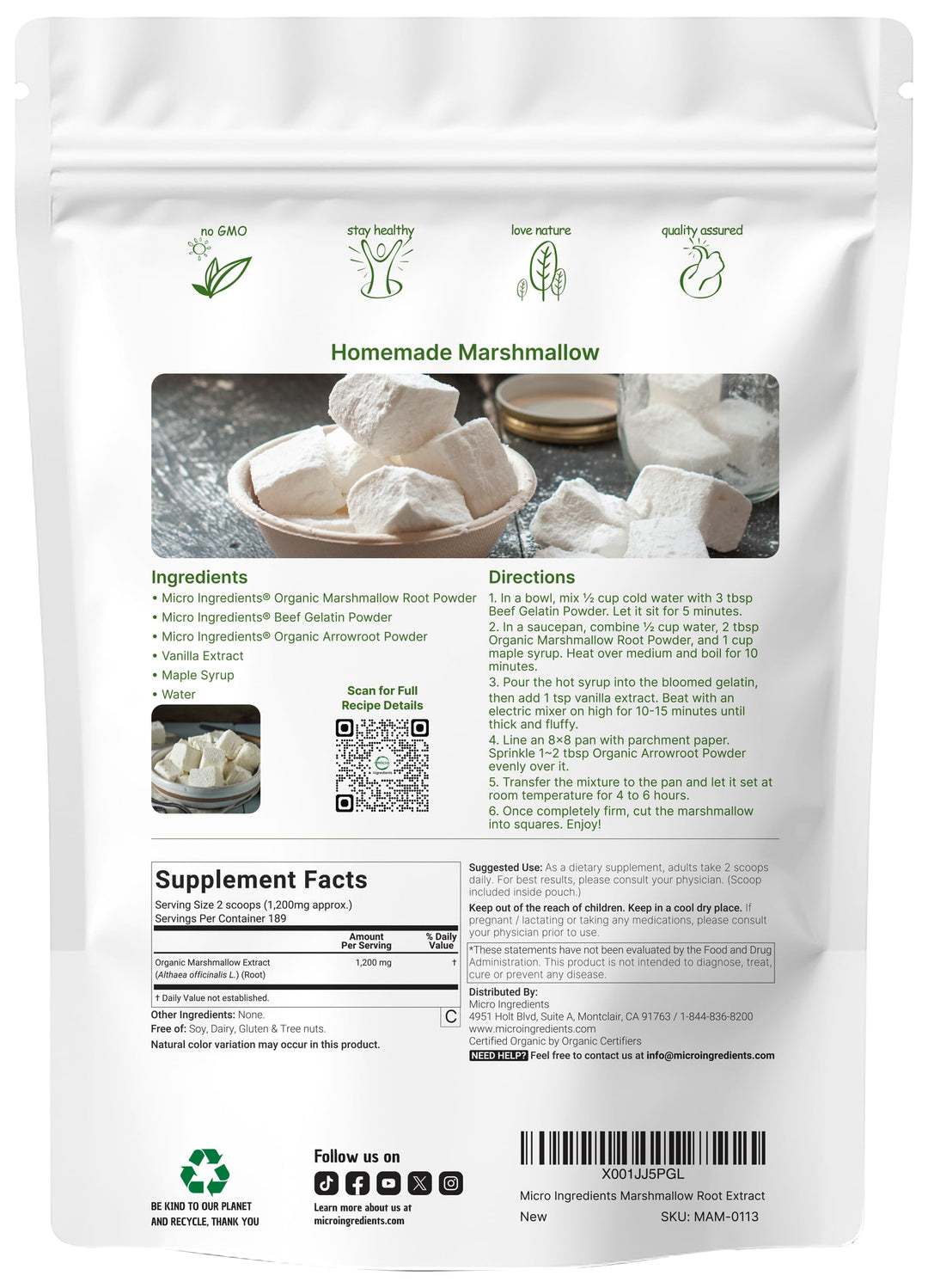 Organic Marshmallow Root Powder, 8 Ounce, Filler Free and Traditionally Used, Supports Digestive Gastrointestinal Health, Non-Irradiated and No GMOs, Vegan Friendly