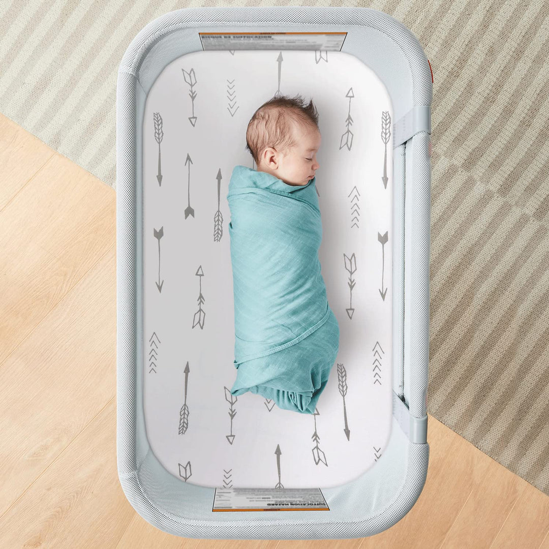 Stretchy Ultra Soft Fitted Bassinet Sheet Set 2 Pack, Universal Fit for Bassinets Baby Cradle Moses Basket Oval Rectangle Mattress, Christmas Trees/Arrows Bassinet Sheets for Girls and Boys
