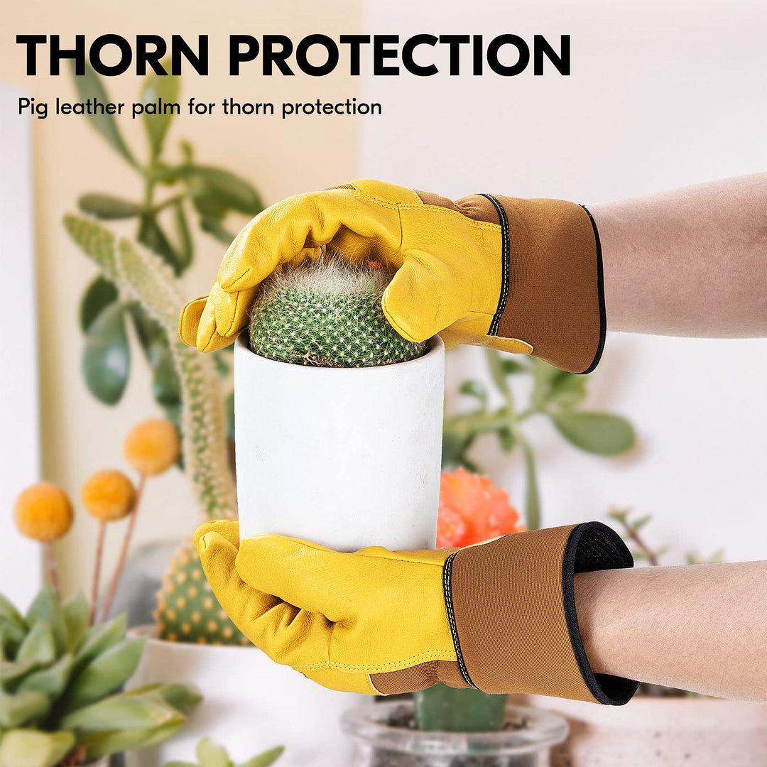 Vgo... 1-Pair Unlined Safety Pigskin Leather Work Glove