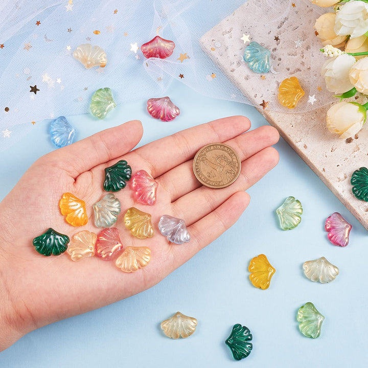 100pcs Glass Transparent Leaf Charms Clear Crystal Leaf Charms Colorful Leaf Charms for Jewelry Making Bulk