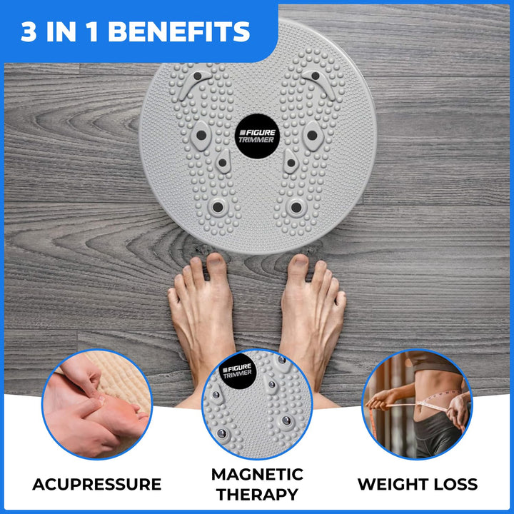 Core Abs Twister Board - 12-inch Waist Sculptor Twister Board for Core &amp; Ab Exercise - Waist Twisting Disc, Dizzy Disc Twist Board for Slimming Workout with 8 Magnets Reflexology, Blue
