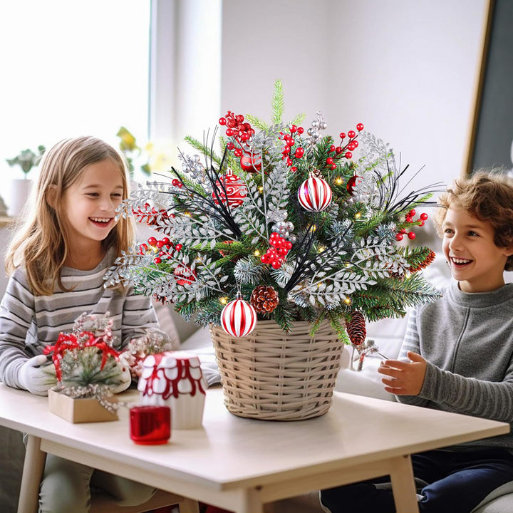 25 PCS Artificial Pine Leaves Branches-13.3x7 Inch Christmas Faux Greenery Pine Sprigs-Fake Cedar Pine Twigs Stems Picks for Craft DIY Christmas Garland Wreath and Home Garden Decoration