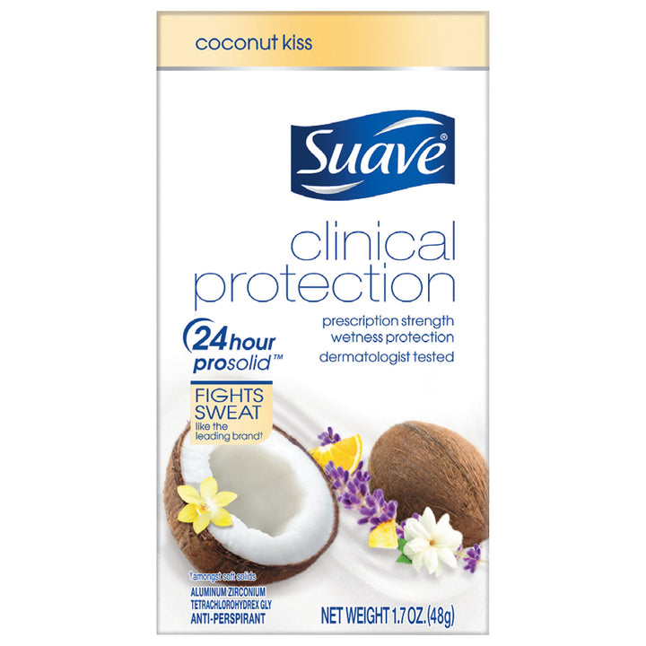 Suave Clinical Antiperspirant Deodorant, Coconut Kiss, 1.7 Ounce