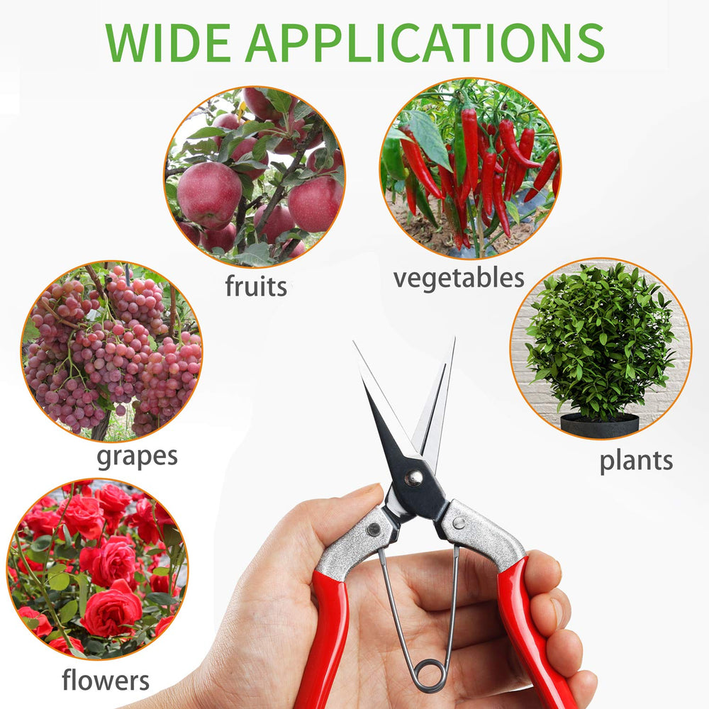 Micro-Tip Pruning Shears, Hand Pruner Snips Florist Garden Scissors with Silicone Protective Sleeve, Perfect for Cutting Buds, Flowers, Vegetables and Picking Fruit, Trimming Plants(2 Pack)