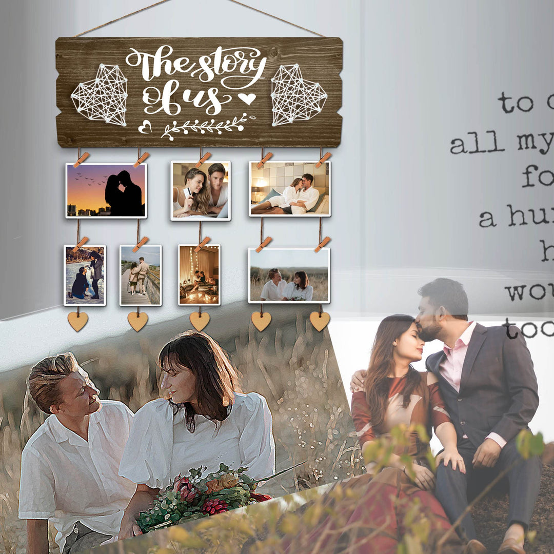 Bridal Shower Gift for Bride - Wedding Engagement Gifts for Women Bride to Be - New Couples Picture Hanging Board with Clips and Twine