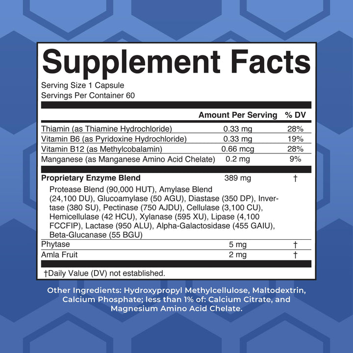 Ultra Digestive Enzymes Capsules | Up to 2 Month Supply | Supplement for Gut Health Support | Digestion &amp; Immune Support with Amylase | Lipase &amp; Lactase | Vegan | 60 Count