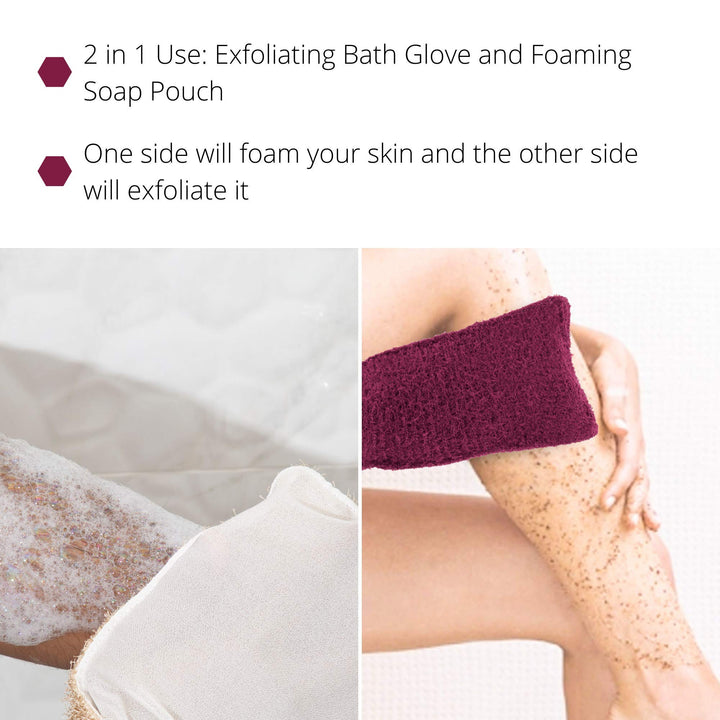 Exfoliating Loofah Glove Scrubber Mitten, Double Sided 