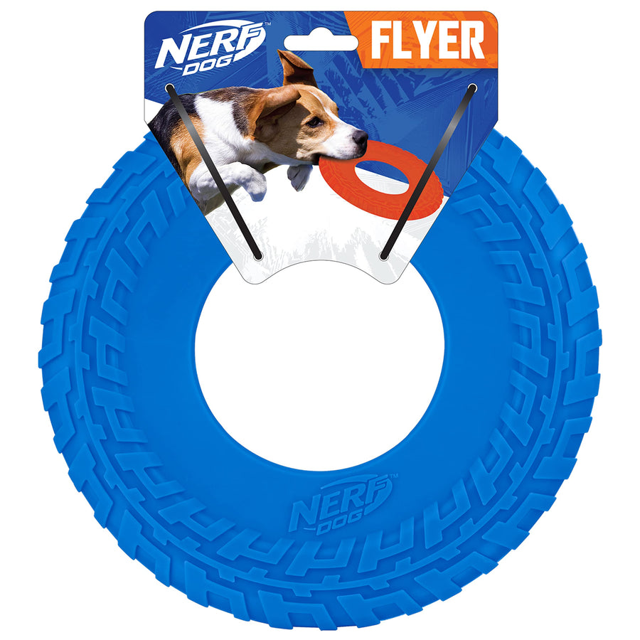 Tire Flyer Outdoor Dog Toy, 10 Inch Flying Disc Dog Fetch Toy, Rubber Dog Toy for Medium Dogs and Large Dogs, Blue