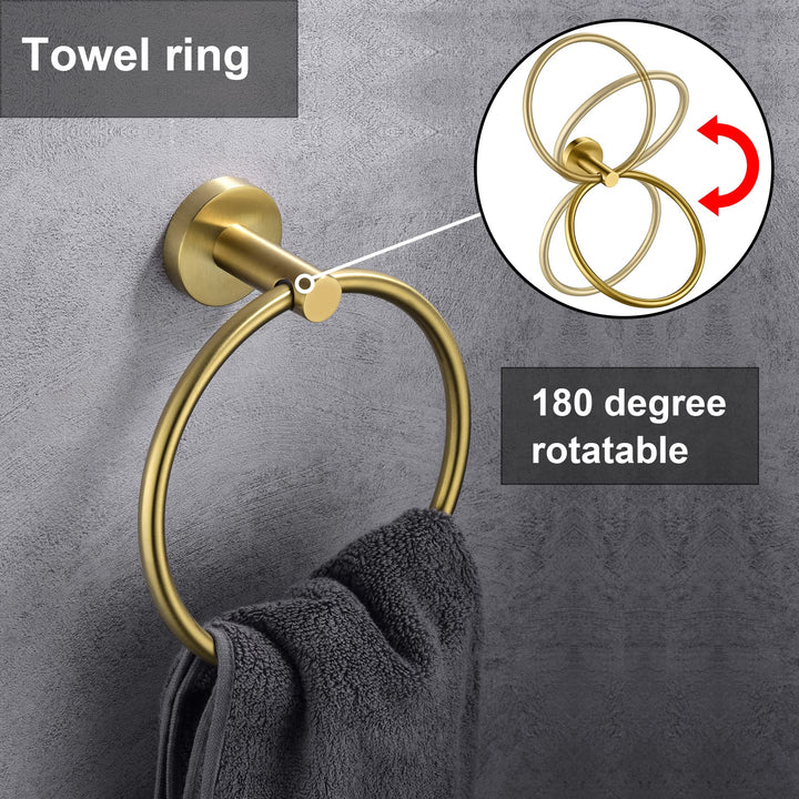 Gold Toilet Paper Holder, Towel Ring Set 2 Pieces Hand 