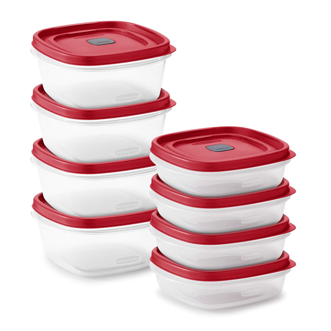 16-Piece BPA-Free Plastic Food Storage Set, Red Vented Lids - Microwave, Dishwasher Safe: Perfect for Meal Prep, Leftovers, and Kitchen Organization