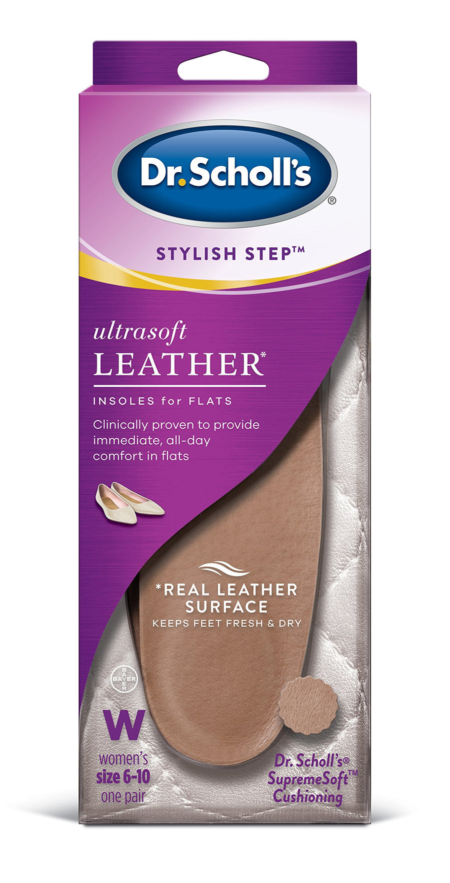 Dr. Scholl's Ultrasoft Leather Insoles for Flats (W