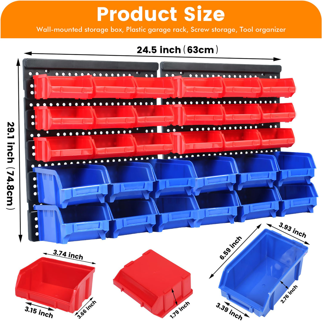 MaxWorks 80694 30-Bin Wall Mount Parts Rack/Storage for your Nuts, Bolts, Screws, Nails, Beads, Buttons, Other Small Parts