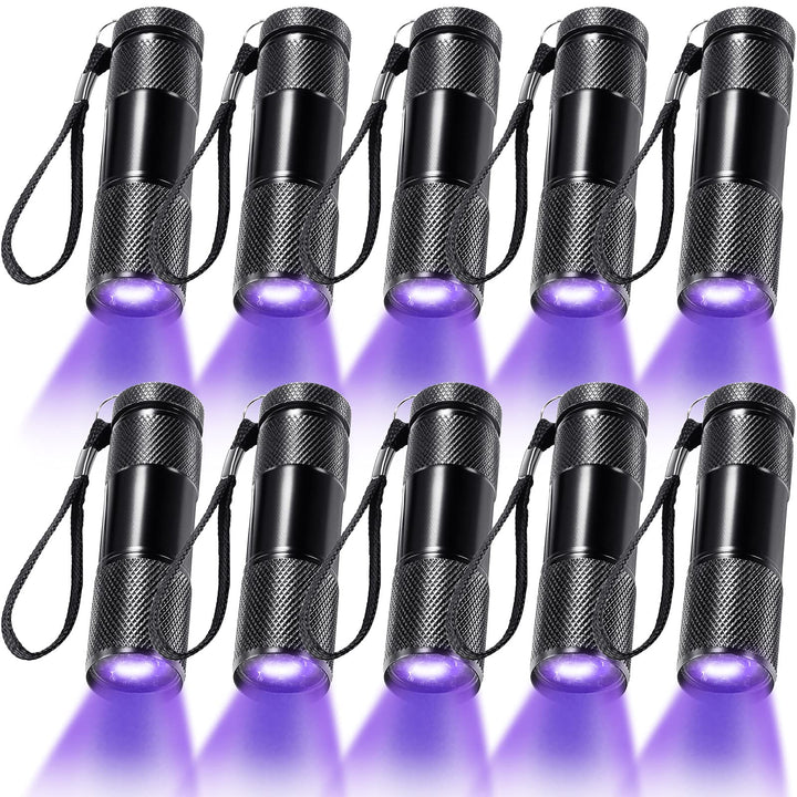 10 Pieces UV Blacklight Flashlights, LED Light, Handheld, Mini Light Torch Detector, Portable UV Flashlight Torch for Pets Stains Urine (Purple Light)