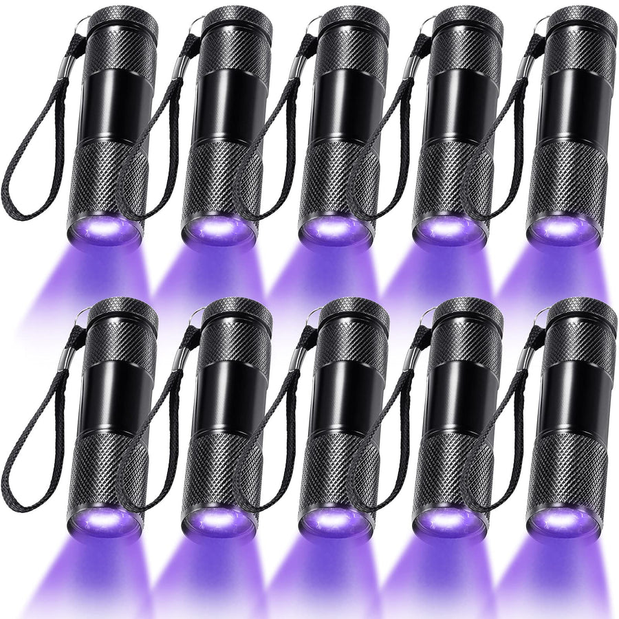 10 Pieces UV Blacklight Flashlights, LED Light, Handheld, Mini Light Torch Detector, Portable UV Flashlight Torch for Pets Stains Urine (Purple Light)