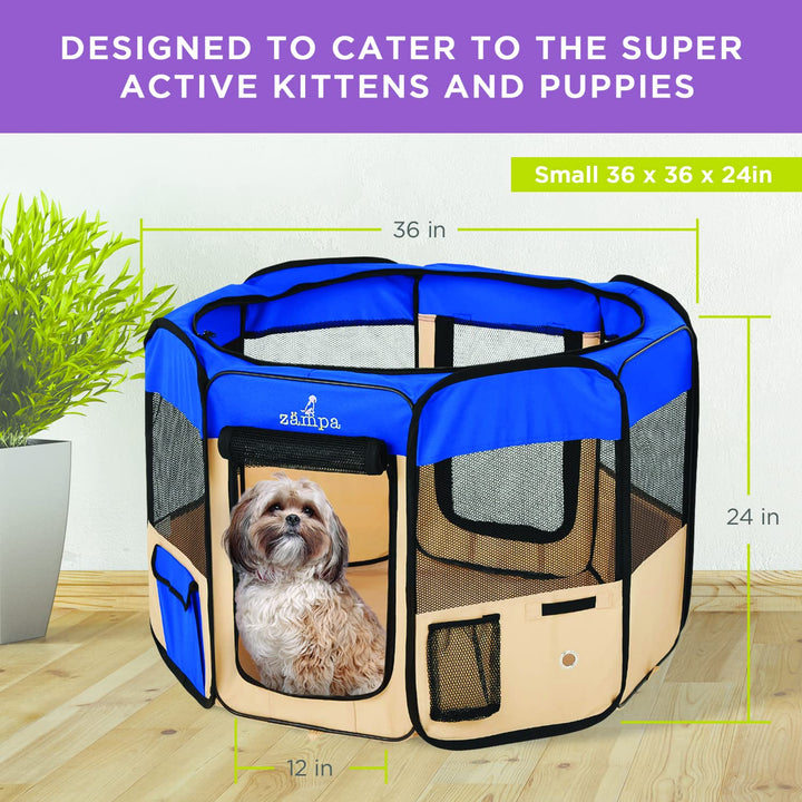 Puppy Playpen Small 36x36x24 Portable Pop Up Playpen for Dog and Cat, Foldable | Indoor/Outdoor Kitten Pen &amp; Travel Pet Carrier + Carrying Case.