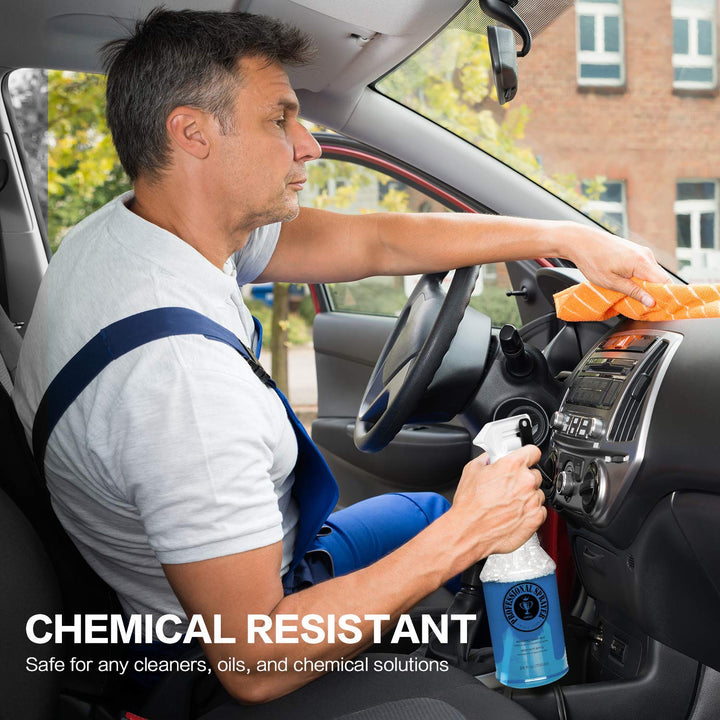 Plastic Spray Bottle (24oz 3 Pack) for Cleaning Solutions, Car Detailing Care, Planting, Pet, Clear Finish, Heavy Duty Empty Spraying Bottles Mist Water Sprayer with Measurements &amp; Adjustable Nozzle