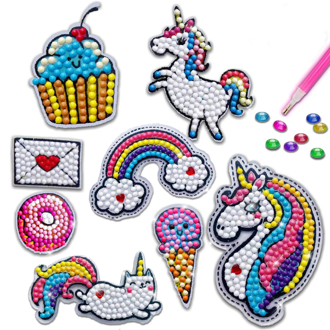 DIY Craft Kit, Diamond Painting Kit for Kids with 27 Unicorn Stickers &amp; 3 Keychains, Arts and Crafts Kit for Ages 4-8, Crafts for Girls and Boys, Unicorn Themed Gifts