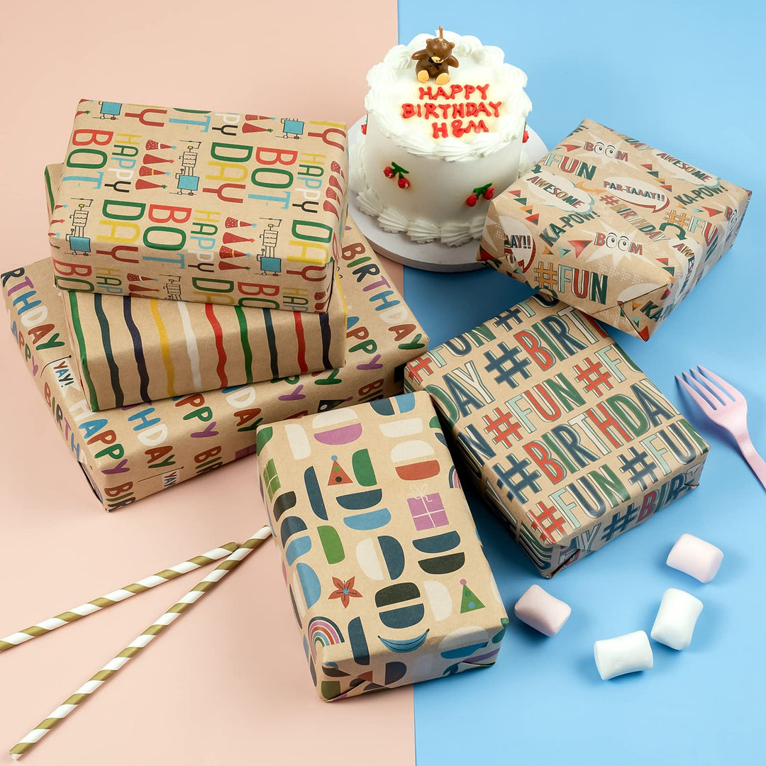 RUSPEPA Kraft Wrapping Paper Sheet - Dogs and Cats Desi