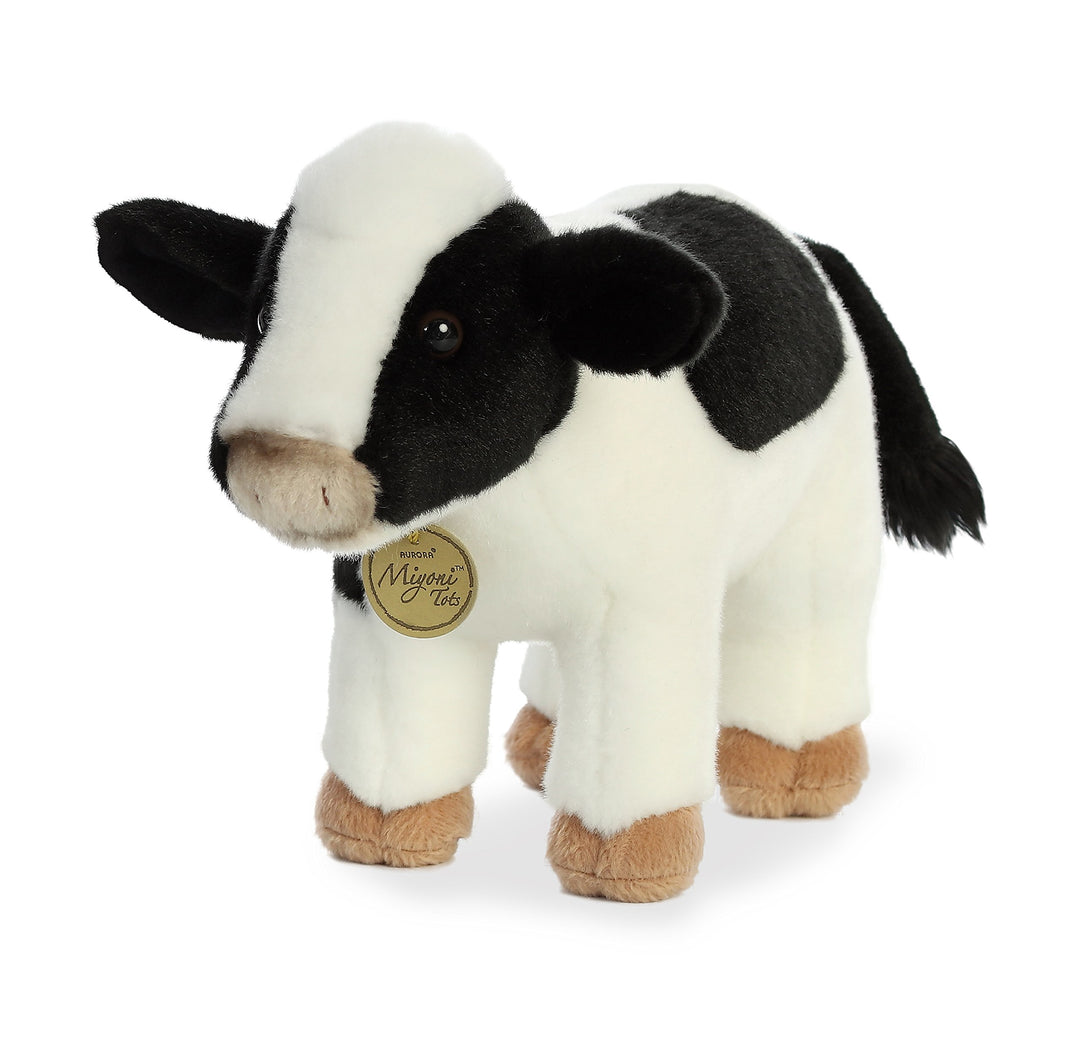 Aurora® Adorable Miyoni® Tots Holstein Calf Stuffed Animal - Lifelike Detail - Cherished Companionship - White 11 Inches